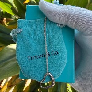 TIFFANY&CO. Silver 925 Elsa Peretti Open Heart Pendant Necklace with Box